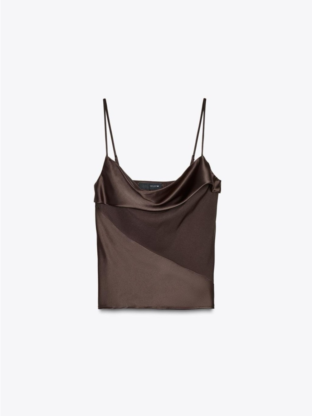 Zara Brown Satin Cowl-Neck Camisole